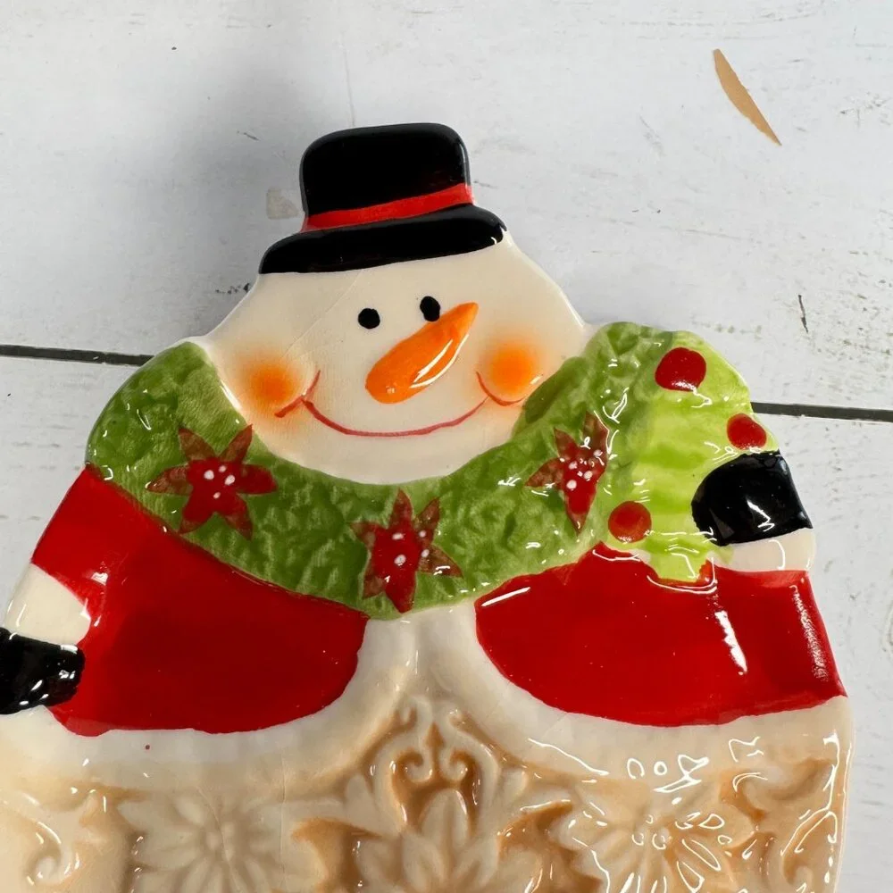 Snowman Themed‎ Ceramic Holiday Soap Dish Spoon Rest Holiday Decor